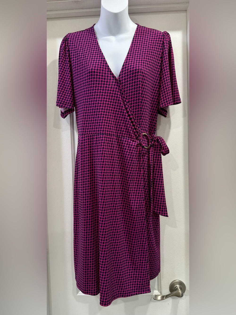 Michael Kors Geometric Wrap Midi Dress Size Medium